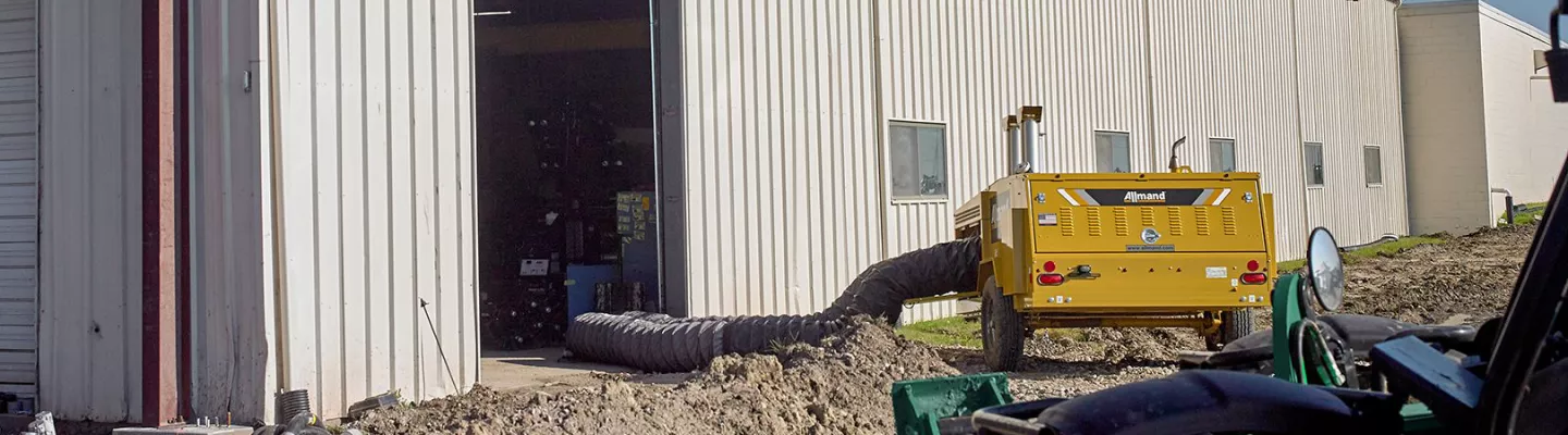 Radiateur industriel sur le chantier