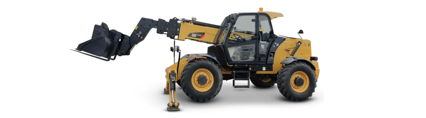 Chariot élévateur à portée variable jaune stationné sur un chantier de construction, prêt à soulever et déplacer des matériaux lourds avec sa flèche extensible.