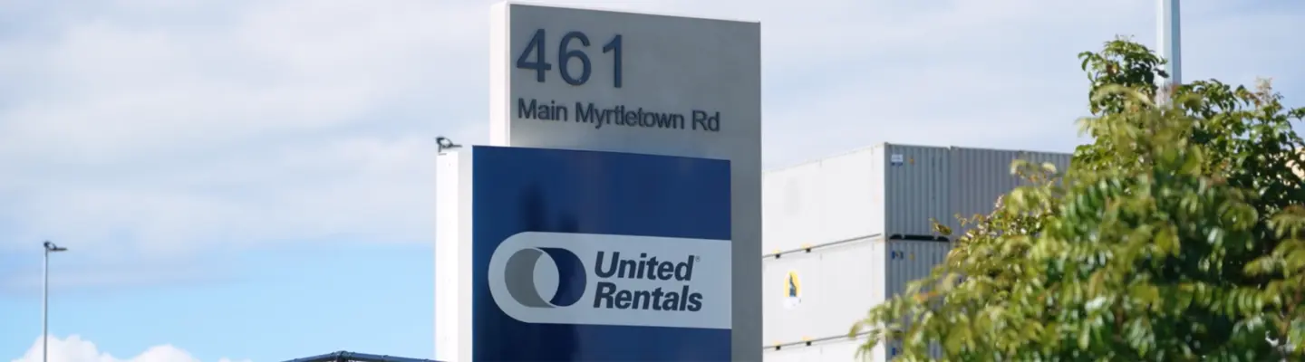Agence de stockage mobile de l’aéroport de Brisbane de United Rentals.
