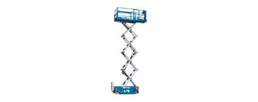 plateforme élévatrice bleue déployée