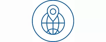icône de globe et épingle de localisation