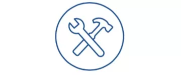 icône de marteau et de clé à molette