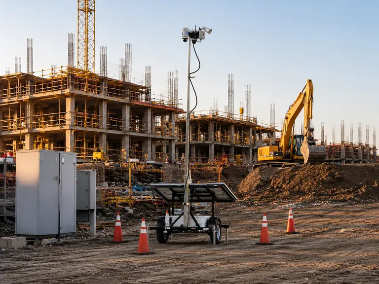 Caméras de sécurité sur un chantier de construction