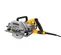 Scie circulaire DEWALT jaune, grise et noire, 18,4 cm, entraînement par vis sans fin, électrique