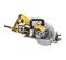 Scie circulaire DEWALT jaune, grise et noire, 18,4 cm, entraînement par vis sans fin, électrique