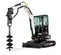 Mini-excavatrice BOBCAT noire et blanche avec balancement réduit de l’arrière