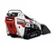 Chargeuse à chenilles compacte BOBCAT blanche, noire et orange de 150 à 180 kg
