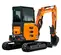 Mini-excavatrice HITACHI orange, grise et noire de 2,5 à 3,5 tonnes, balancement de l’arrière zéro