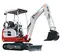 Mini-excavatrice électrique rouge, blanche et noire de 1 200 kg