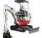Mini-excavatrice Takeuchi blanche et rouge
