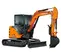 Mini-excavatrice HITACHI orange, grise et noire de 3,5 à 3,5 tonnes