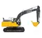 excavatrice JOHN DEERE jaune, grise et noire de 12 à 12 000 kg