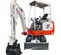 Mini-excavatrice électrique rouge, blanche et noire de 1 200 kg