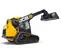 Chargeuse à chenilles compacte JCB jaune et noire de 1 240 kg avec flèche télescopique