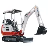 Mini-excavatrice électrique rouge, blanche et noire de 1 200 kg