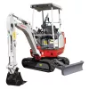 Mini-excavatrice Takeuchi blanche et rouge