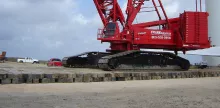 crane on timber ground protection mats