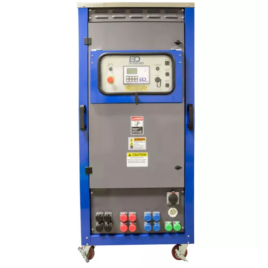 Banc d’essai résistif réseautable de 1 000 kW bleu et gris