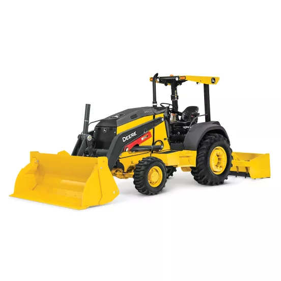 Chargeuse d’aménagement paysager John Deere jaune et noire