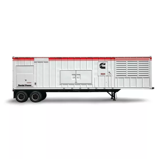 Génératrice remorquable CUMMINS blanche, noire et rouge, 1 200 à 1 500 kW, diesel