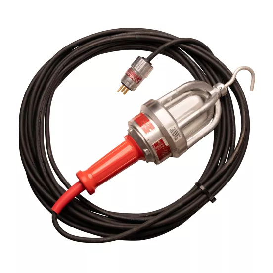 Lampe portative avec cordon Worksite rouge et argent, 110 V, antidéflagrante, électrique