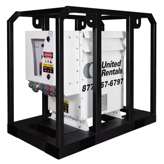 Transformateur élévateur ou abaisseur de 45 kVA blanc et noir