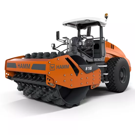 Hamm 203 à 226 cm orange et noir Rouleau vibratoire à simple tambour à pieds dameurs 27,5 tonnes