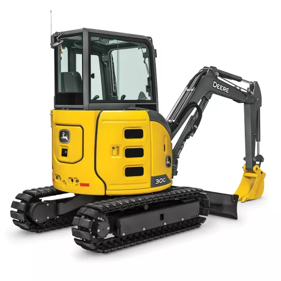 Mini-excavatrice John Deere noire et jaune