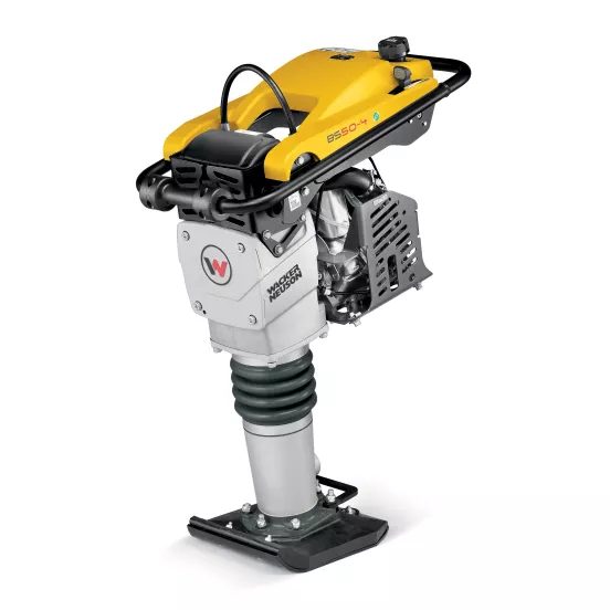 Dameuse vibratoire moyenne Wacker-Neuson jaune et argentée