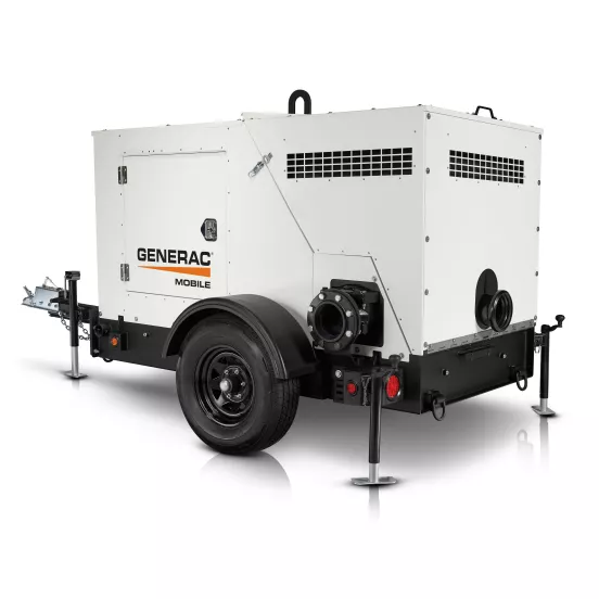 Pompe à vide assistée GENERAC blanche et noire, 10,2 cm, assourdie, diesel
