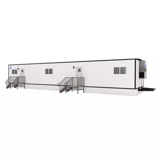 18 m x 3,5 m Remorque de bureau, 2&nbsp;bureaux, 1&nbsp;salle de toilette