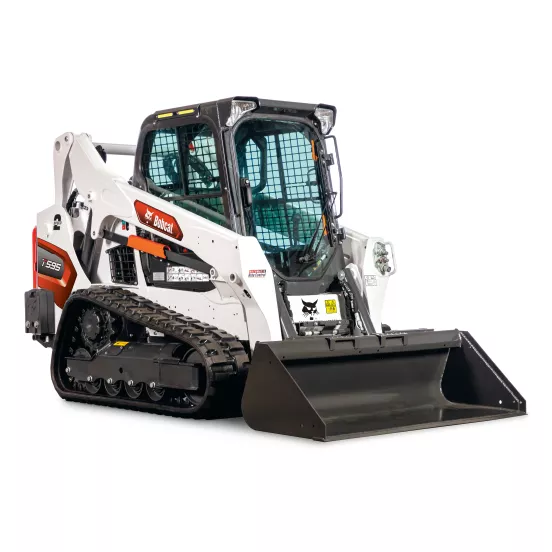 Chargeuse à chenilles compacte BOBCAT blanche, noire et orange 900 à 1 090 kg