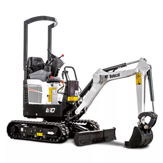 Mini-excavatrice Bobcat blanche et noire