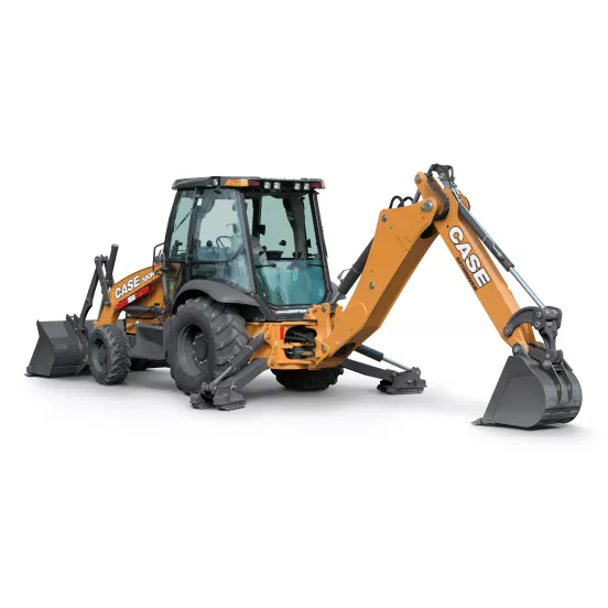 Chargeuse de rétrocaveuse Case orange et grise avec profondeur d’excavation de 4,5 m