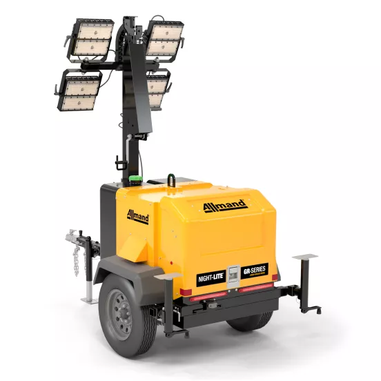 Tour d’éclairage remorquable électrique Allmand jaune et noire