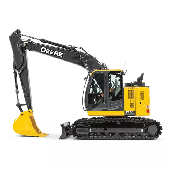 excavatrice John Deere jaune et noire