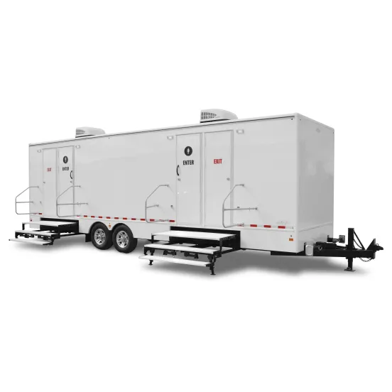 Remorque de toilettes à 10 stations Satellite avec 4 éviers, blanc